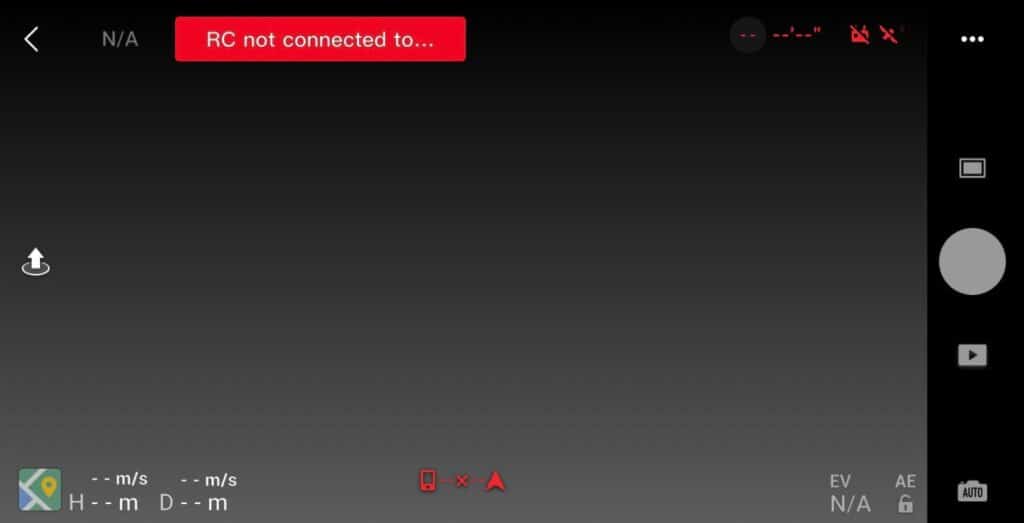 RC not connected to mobile device