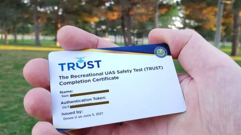 The Recreational UAS Safety Test completion card