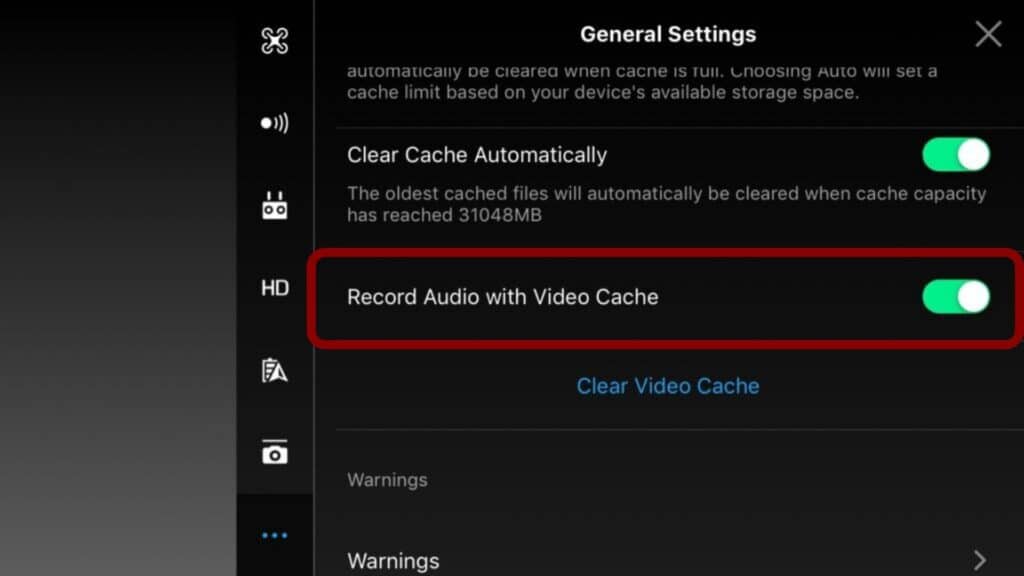 DJI go 4 video cache audio recording 